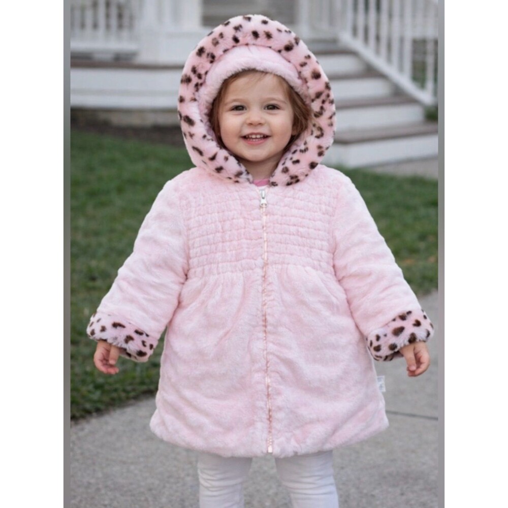 Bon Bebe 2T Pink Faux Fur Metallic Shimmer Thick Insulated Winter Coat